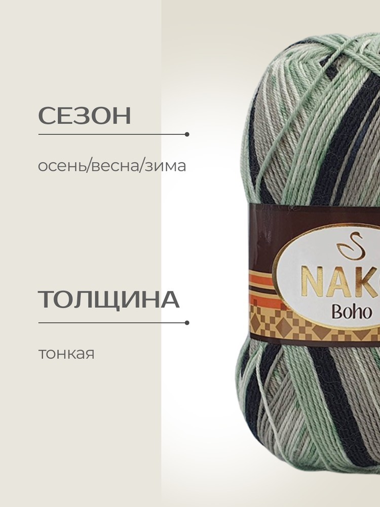 Пряжа NAKO BOHO (Нако Бохо), (83640), мультиколор, 5 шт. по 100 г — картинка 2