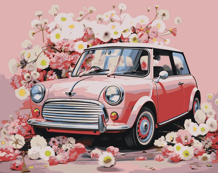 Картина по номерам «Машины: Мини Купер в цветах»