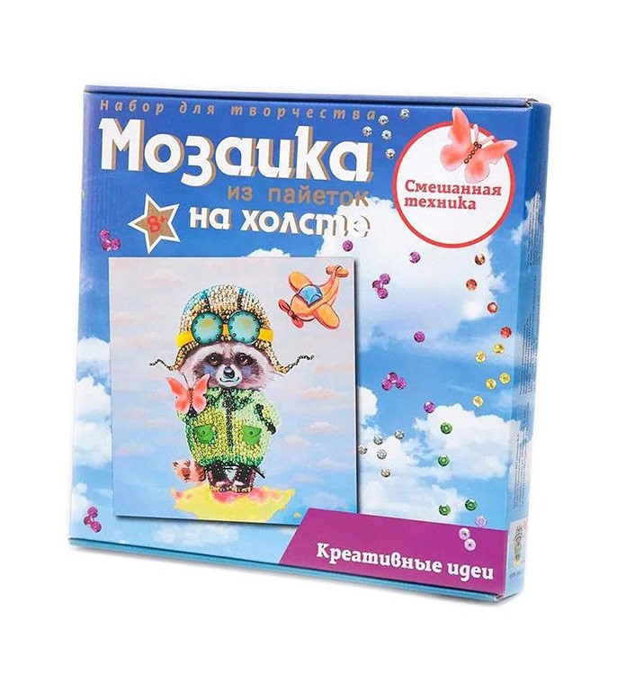 Картина на холсте из пайеток «Енот» — картинка 2