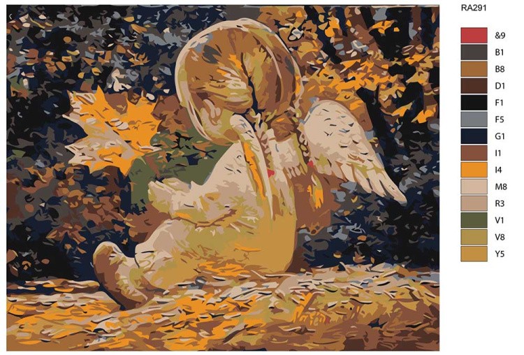 Картина по номерам «Девочка-ангелочек с кленовым листом» — картинка 2