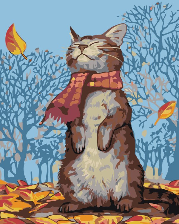 Картина по номерам «Кот в шарфике»
