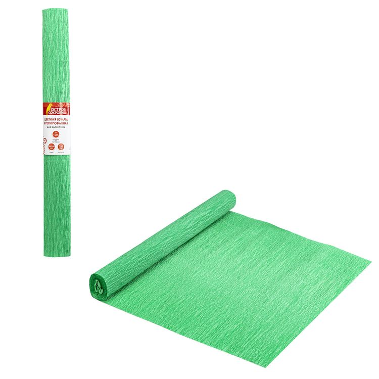 Бумага гофрированная (креповая), 110 г/м2, ярко-зеленая, 50х250 см, ОСТРОВ СОКРОВИЩ — картинка 3