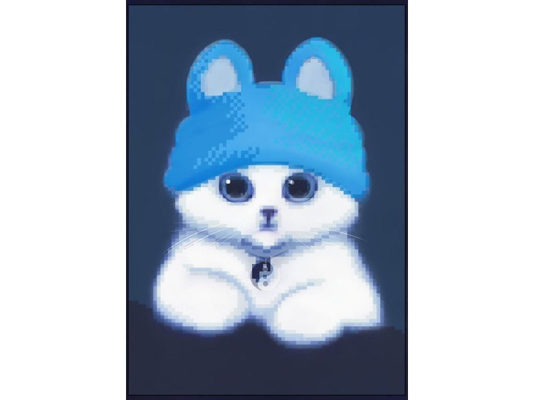 Алмазная вышивка «Белый котик в шапочке» — картинка 2