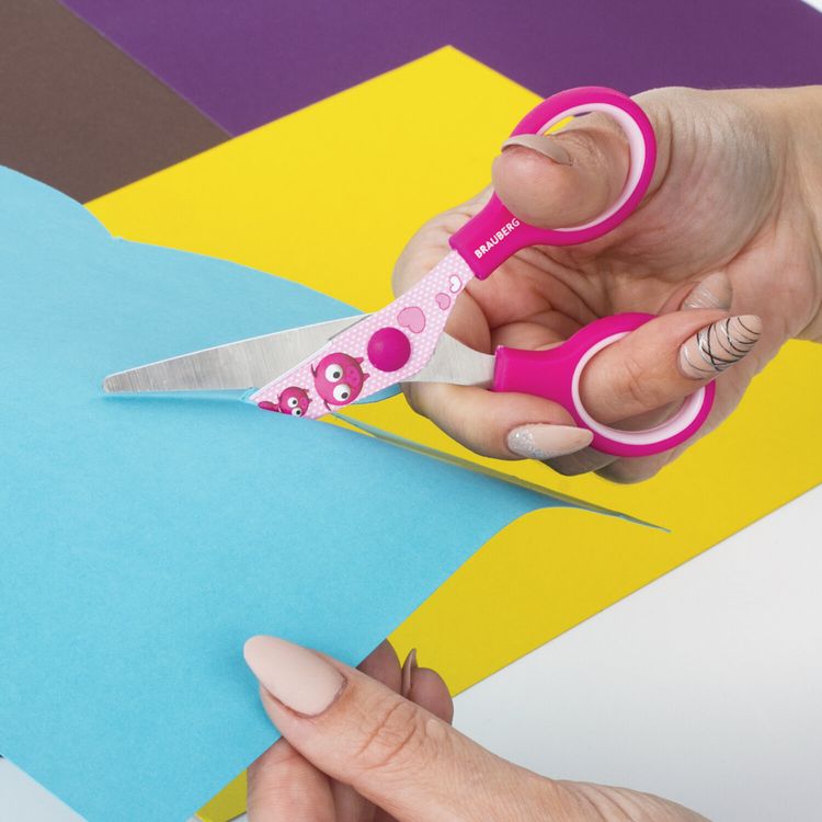 Ножницы Kid Series, 13 см, с цветной печатью «Поросята», закругленные, Brauberg — картинка 7