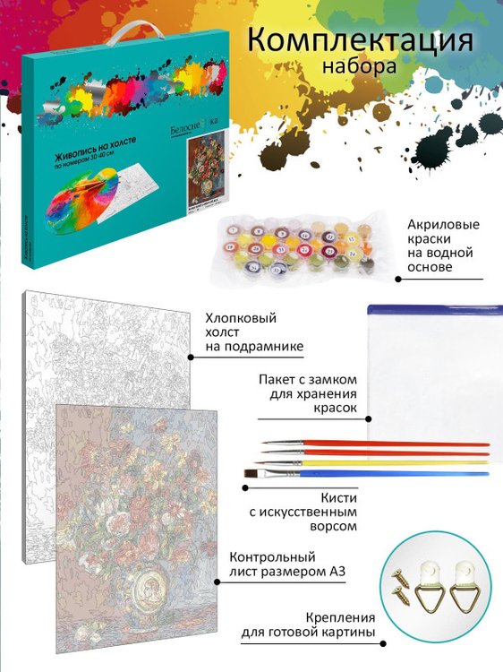 Картина по номерам «Ренуар. Букет в античной вазе» — картинка 4