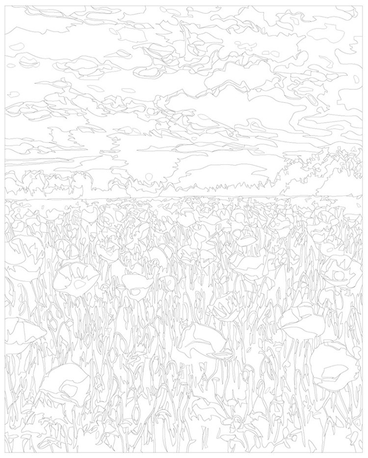 Картина по номерам Пейзаж цветы маки в поле на закате — картинка 3