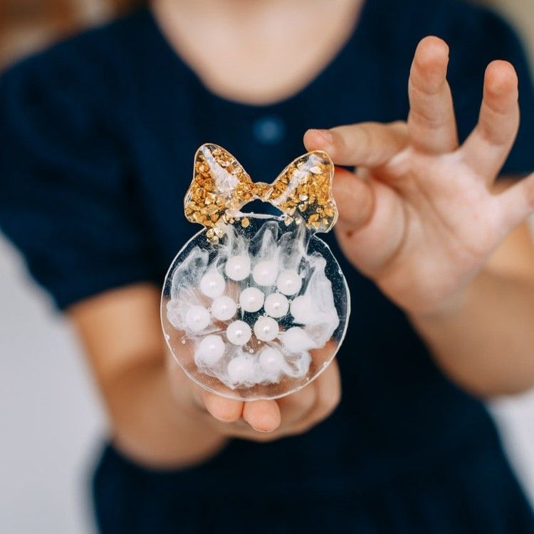 Елочная игрушка Шарик с бантиком - Силиконовый молд, ResinArt — картинка 3