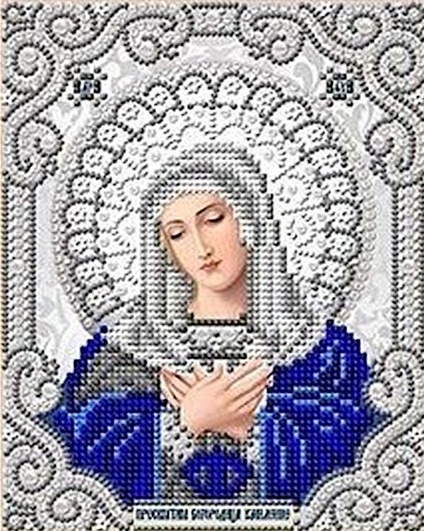 Рисунок на ткани «Богородица Умиление в жемчуге и серебре»
