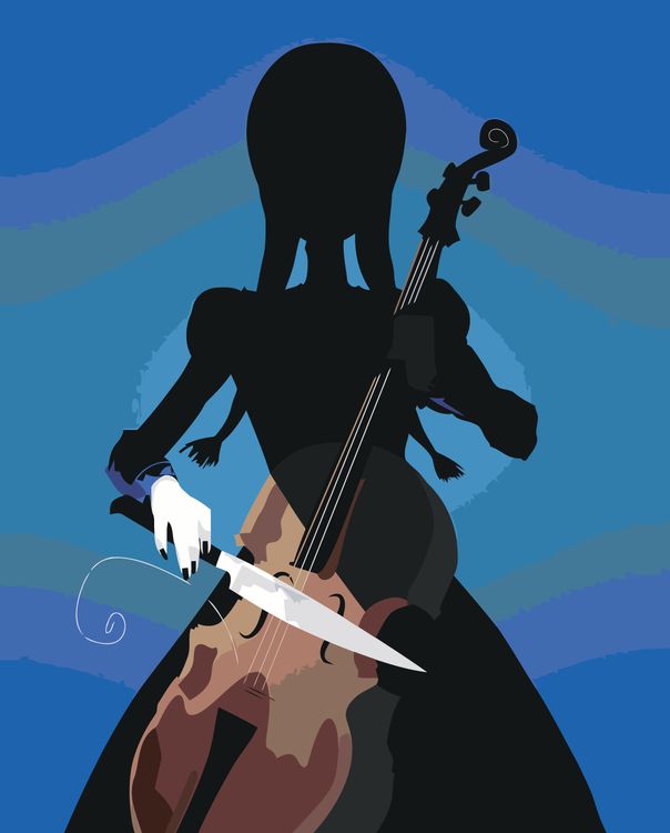 Картина по номерам «Wednesday Уэнсдей Аддамс: Арт с виолончелью»