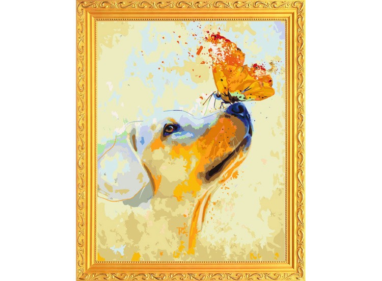 Картина по номерам «Щенок и бабочка» — картинка 2