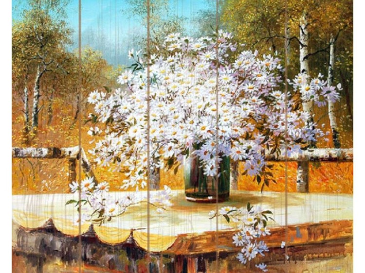 Картина по номерам по дереву Paintboy «Букет полевых ромашек»