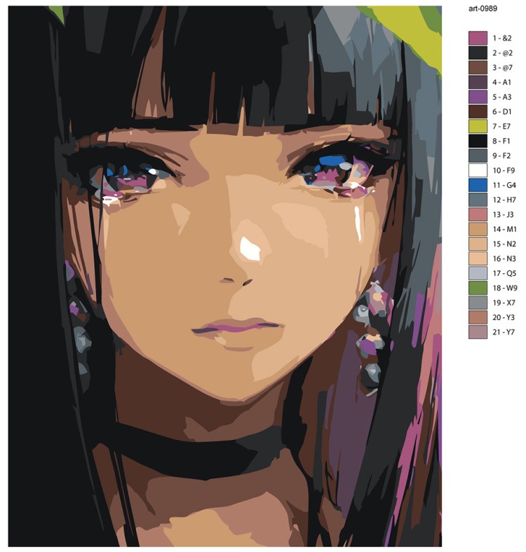 Картина по номерам Грустная девушка в стиле аниме — картинка 2