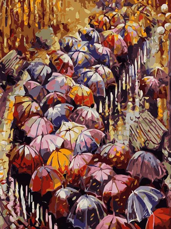 Картина по номерам «Осенние зонты»