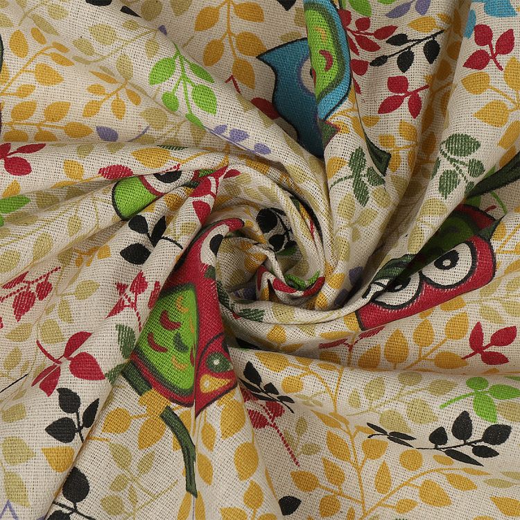 Ткань льняная, 1 м x 150 см, 140 г/м², цвет: желтый, принт, TBY — картинка 2