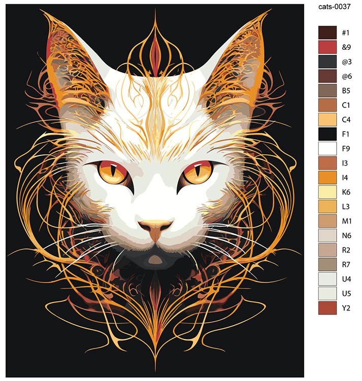 Картина по номерам «Белый огненный кот 2» — картинка 2