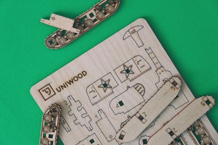 Конструктор из дерева «Танк КВ-2», UNIWOOD — картинка 4