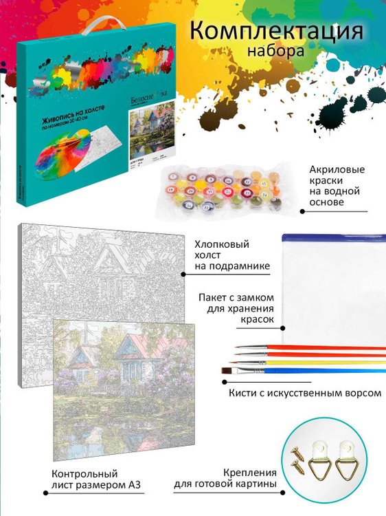 Картина по номерам «Дом у пруда» — картинка 4