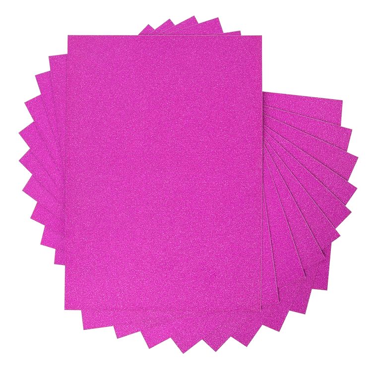 Бумага цветная, глиттерная, 250 г/м2, А4 (21х29,7 см), 10 шт., цвет: фуксия, Vista-Artista — картинка 2