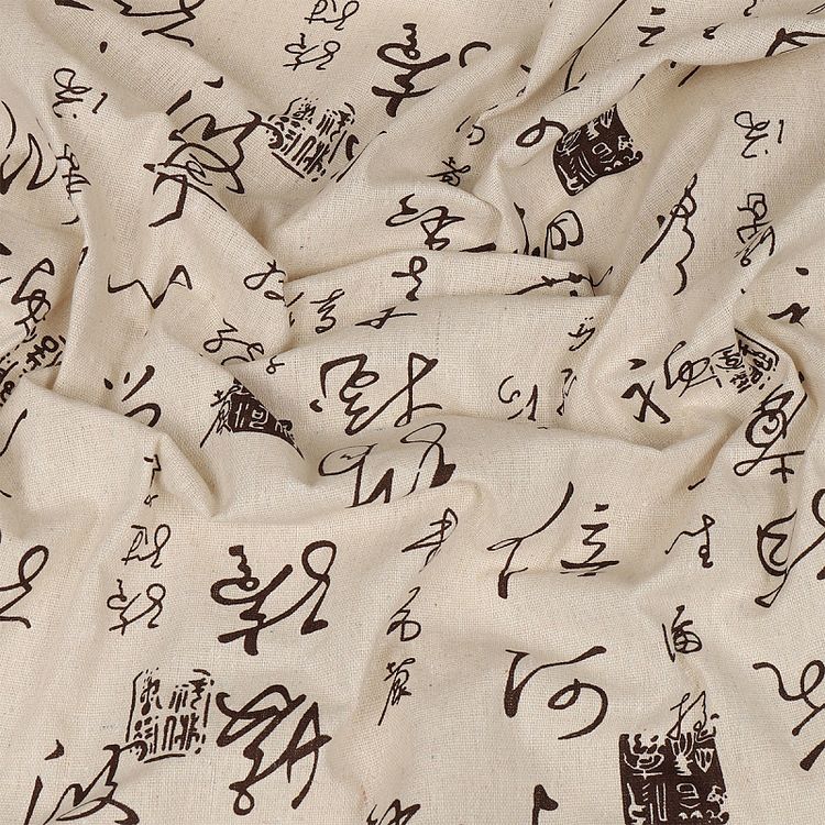 Ткань Лен, 140 г/м², 5 м x 150 см, цвет: бежевый, принт, TBY — картинка 3