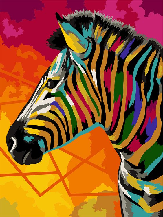 Картина по номерам «Разноцветная зебра»