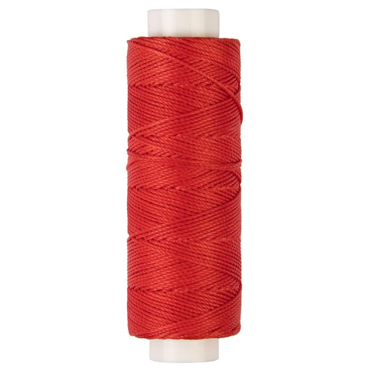 Нитки для кожи вощёные, крученые (полиэстер), 0,45 мм, 40 м, цвет: красный, Промысел