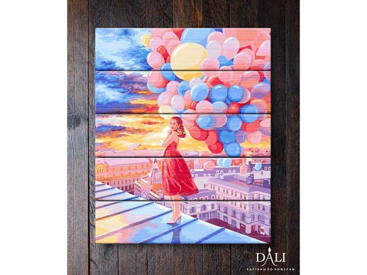 Картина по номерам по дереву Dali «Любовь в воздухе» — картинка 2