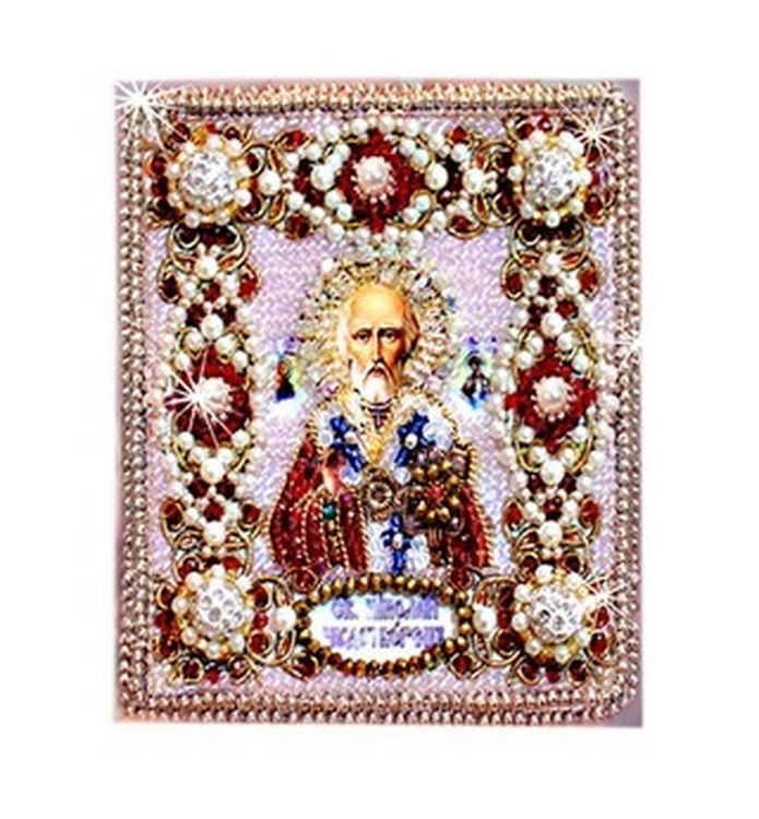 Вышивка Образа в каменьях «Николай Чудотворец (с молитвой)»
