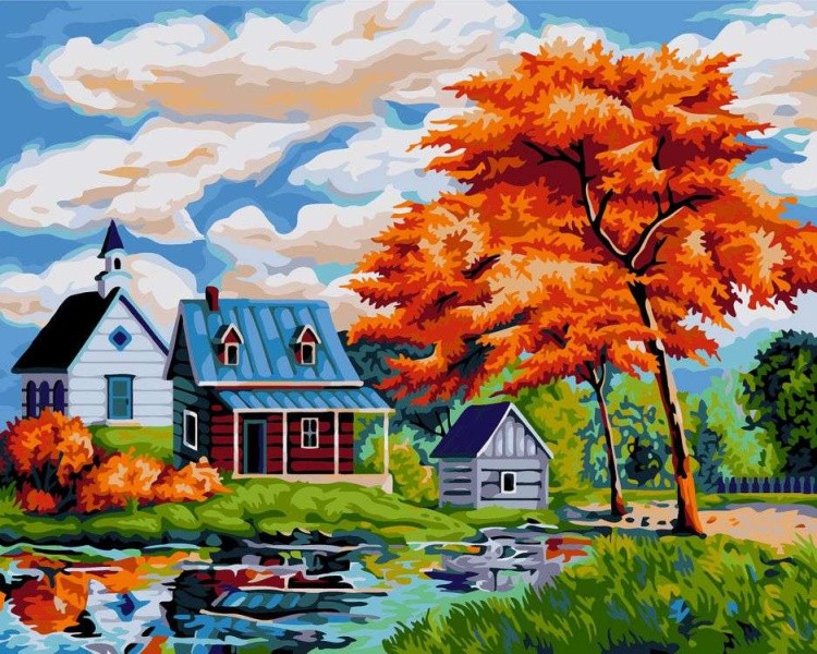 Картина по номерам «Осень в деревне»