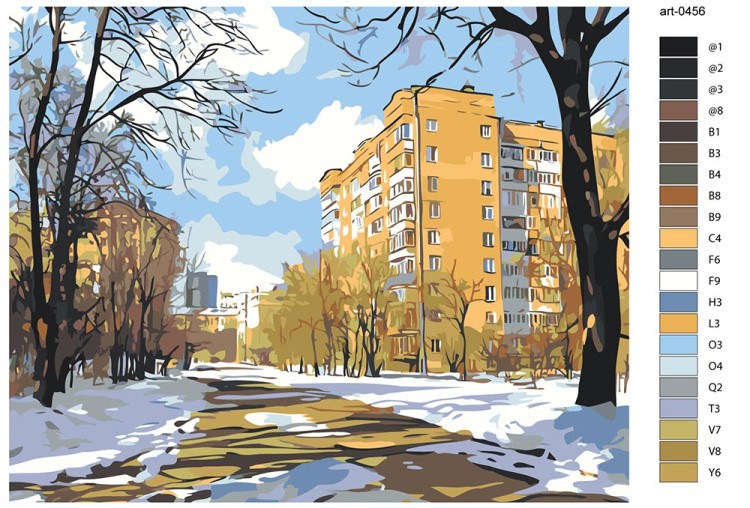 Картина по номерам «Панельки родные: ранняя весна в городе» — картинка 2
