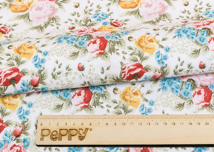 Ткань для пэчворка «ВЕРСАЛЬСКИЕ САДЫ», 50x55 см, 146 г/м2, 100% хлопок, цвет: ВС-09 белый, принт, Peppy — картинка 2