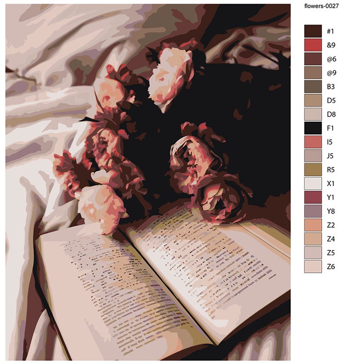 Картина по номерам «Цветы: Пионы и раскрытая книга» — картинка 2