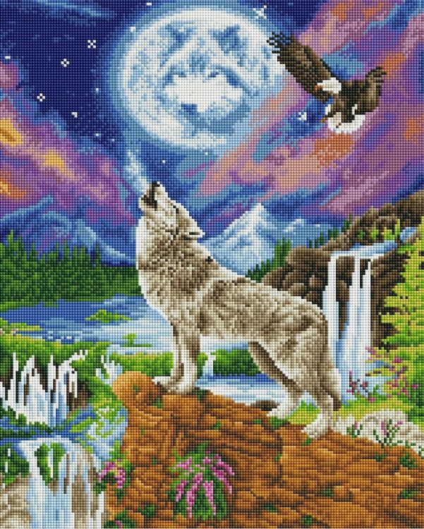 Алмазная вышивка «Орел против волка»