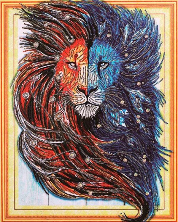 Алмазная вышивка 5D «Синий лев»