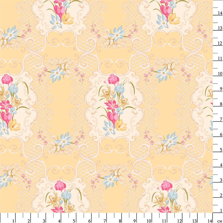 Ткань для пэчворка «ВЕСЕННИЙ ЭТЮД», 50x55 см, 146 г/м2, 100% хлопок, цвет: ВЭ-07 желтый, принт, Peppy — картинка 2