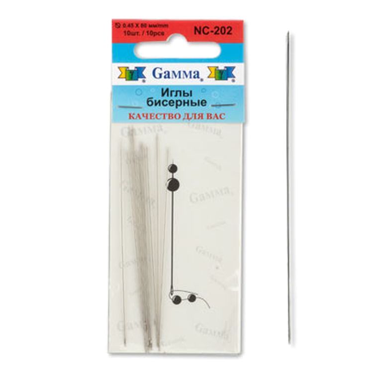 Иглы бисерные, сталь, d 0.45 мм, 10 шт., Gamma — картинка 2