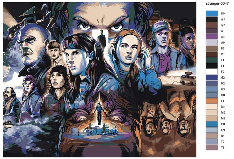 Картина по номерам «Очень странные дела ОСД: Все герои арт» — картинка 2