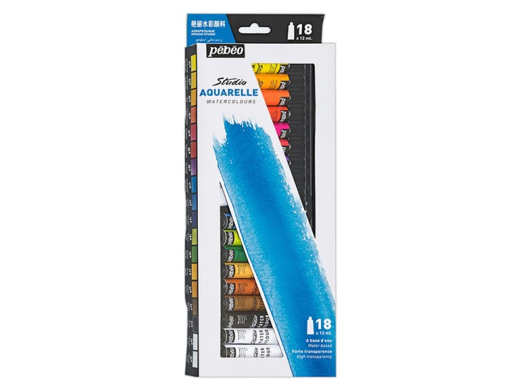 Краски Pebeo акварель 18 цветов набор Studio Aquarelle 12 мл