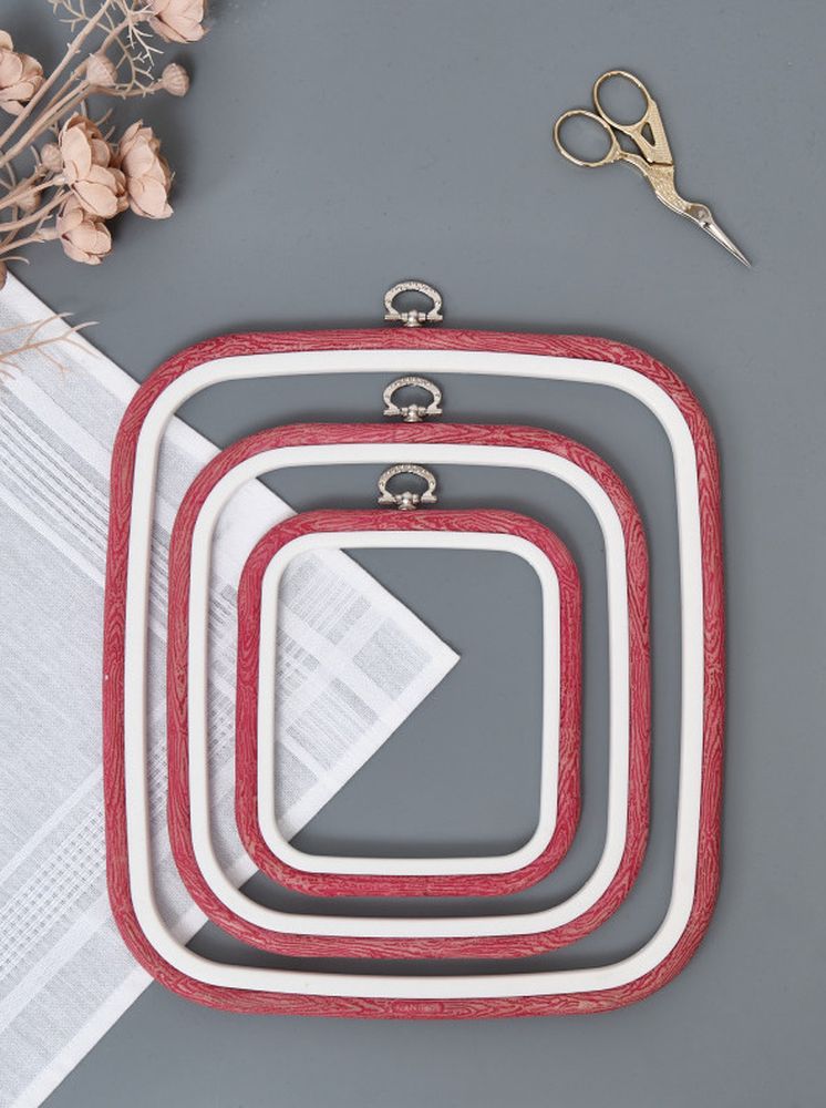 Пяльцы-рамка каучуковые 18х20 см, высота 10 мм, цвет: красный, Nurge — картинка 3