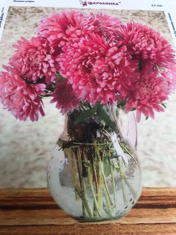 Рисунок на ткани «Розовые астры» — картинка 3