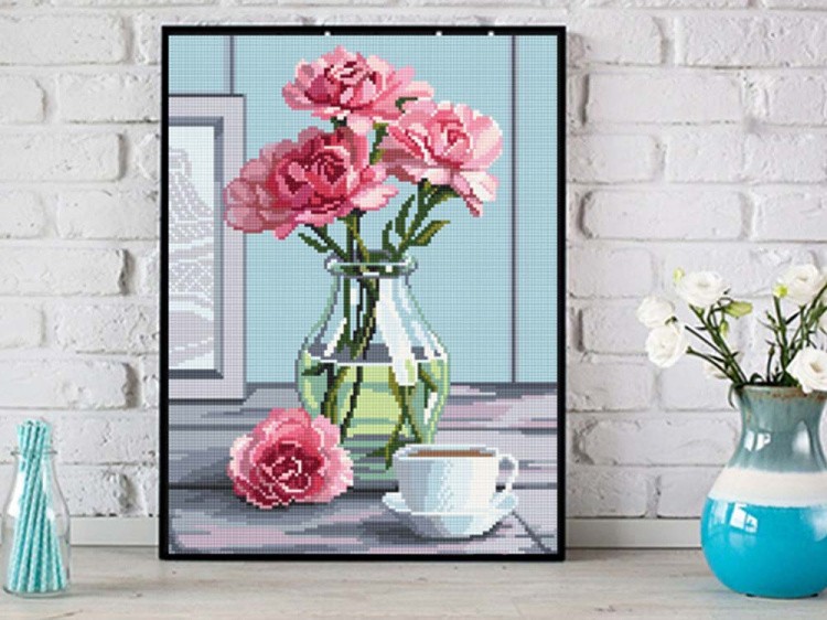 Алмазная вышивка «Нежные гвоздики» — картинка 3