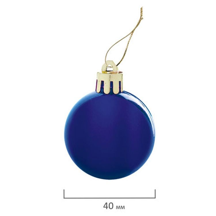 Шары елочные, набор 12 шт., пластик, 4 см, синие, глянец, подвес — картинка 4
