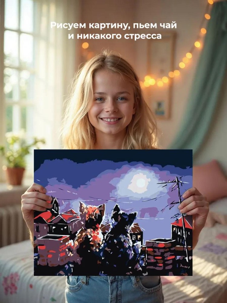 Картина по номерам «Парочка под луной» — картинка 7