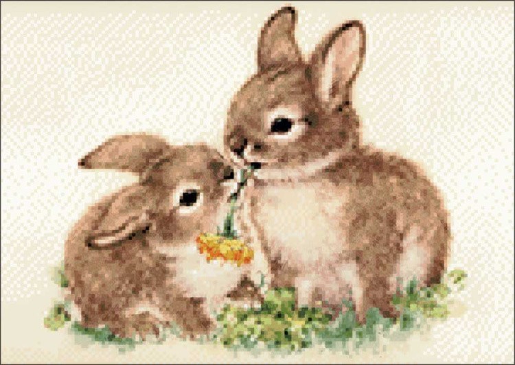 Алмазная вышивка «Зайчики и одуванчик» — картинка 2