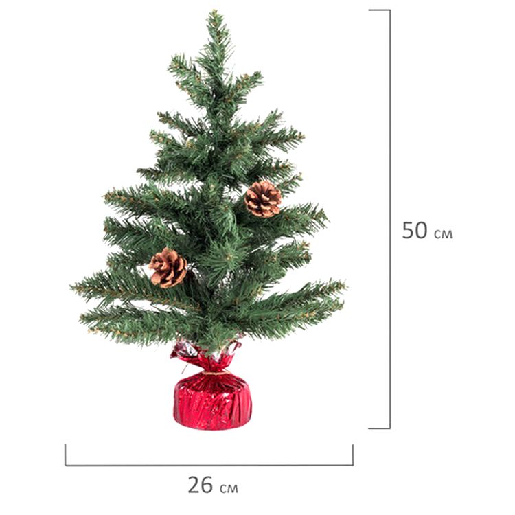 Ель искусственная декоративная, 50 см, зеленая, с гирляндой и игрушками — картинка 4