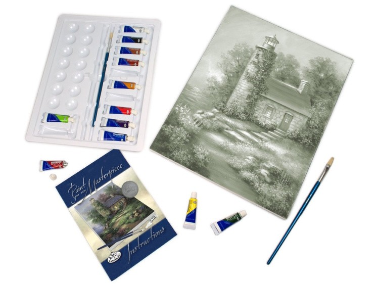 Картина по контурам гризайль «Романтический маяк» — картинка 3