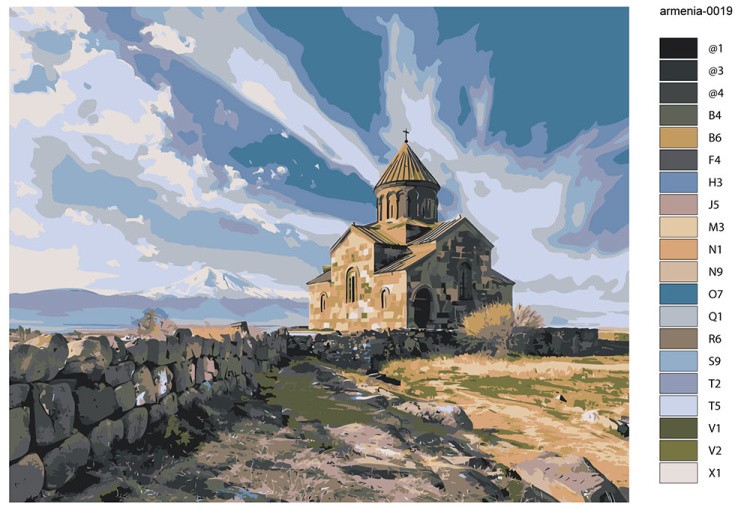 Картина по номерам «Армения: древний монастырь и гора Арарат» — картинка 2