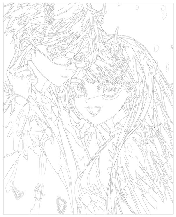 Картина по номерам «Аниме: Девушка и парень с рожками» — картинка 3