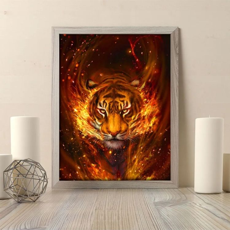 Алмазная вышивка «Тигр в пламени» — картинка 4