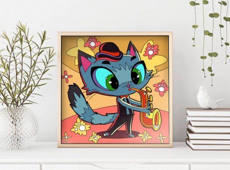 Картина по номерам «Кот-трубач» — картинка 6