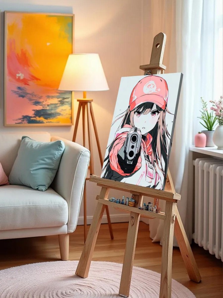 Картина по номерам «Девушка аниме с пистолетом арт 40x50» — картинка 9